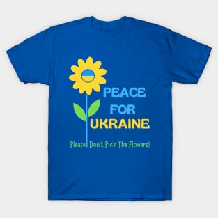 Peace For Ukraine, a nostalgic sunflower hippie message T-Shirt